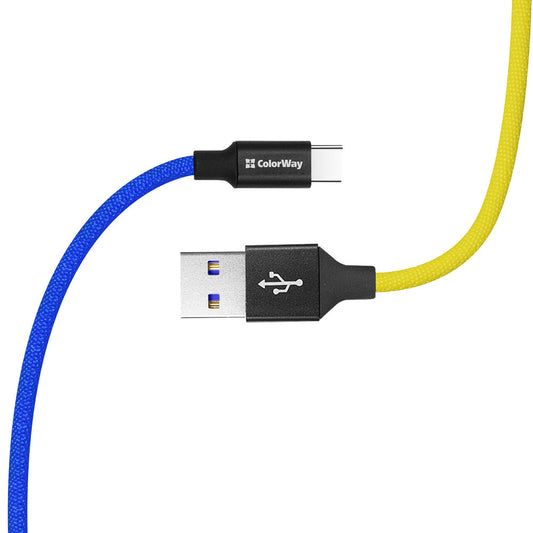 Ladekabel ColorWay USB - Type-C 2,4A 1m blau-gelb