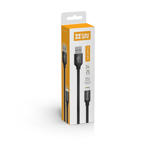 Ladekabel ColorWay USB - Apple 2,4A 25cm schwarz