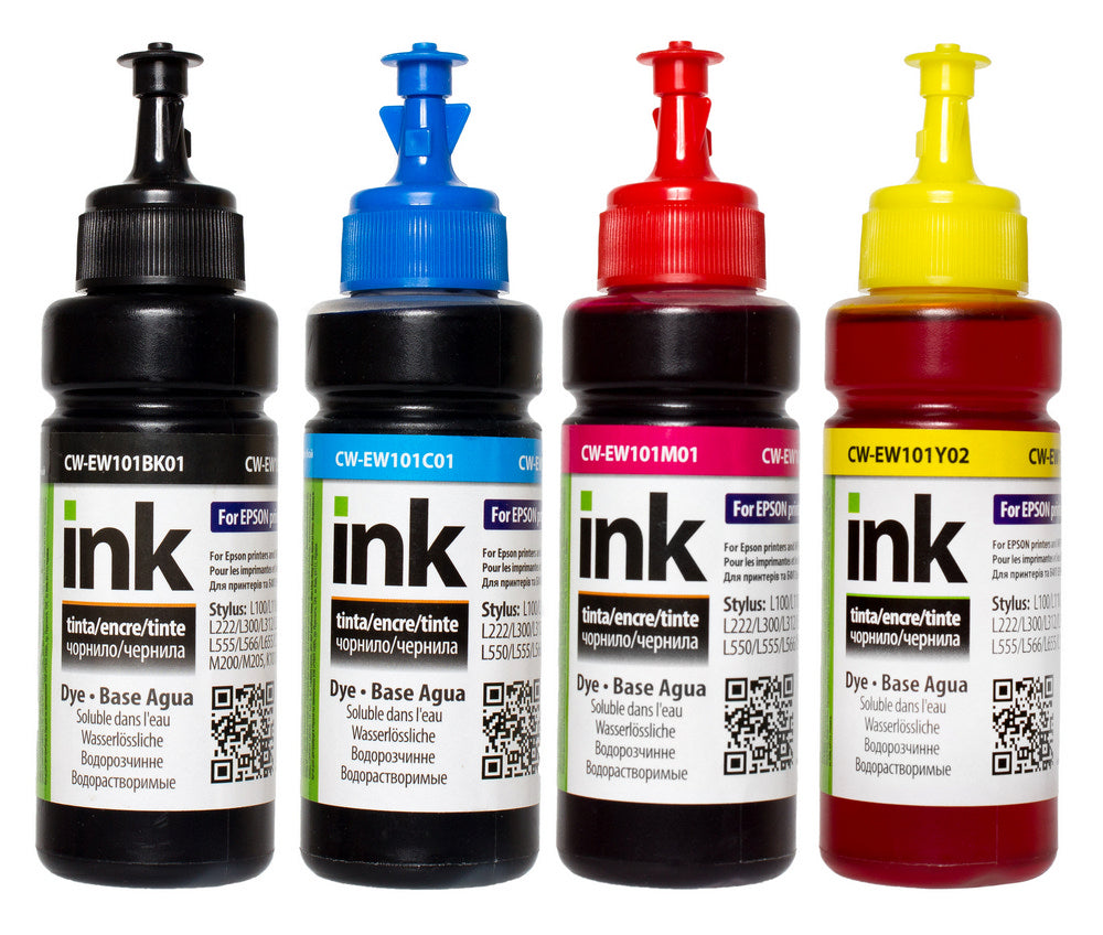 ColorWay Tinten-Set für Epson EW101 BK/C/M/Y Dye-based – 4 x 100 ml