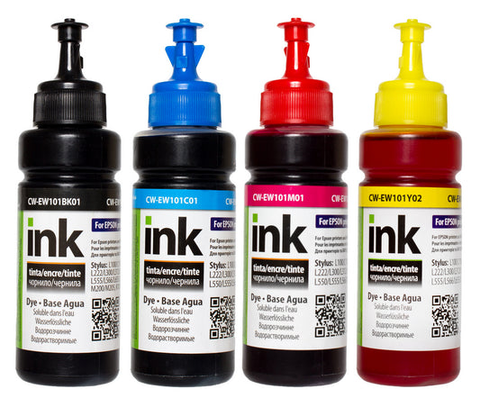 ColorWay Tinten-Set für Epson EW101 BK/C/M/Y Dye-based – 4 x 100 ml