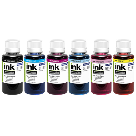 ColorWay Tinten-Set für Epson EW810 EcoTank & Stylus Photo – Dye-Based, 6x100ml (BK/C/LC/LM/M/Y), kompatibel mit 108 Tinten (CW-EW810SET01)