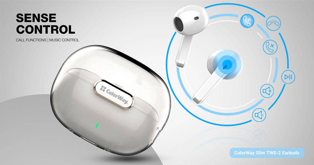 COLORWAY TWS-2 Bluetooth V5.3 Kopfhörer, Kabellos, 20 Stunden Akkulaufzeit mit Ladecase, Touch-Steuerung, Weiß