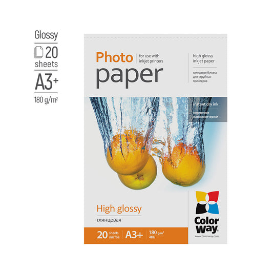 Fotopapier ColorWay hochglänzend 180g/m², A3+, 20 Blatt