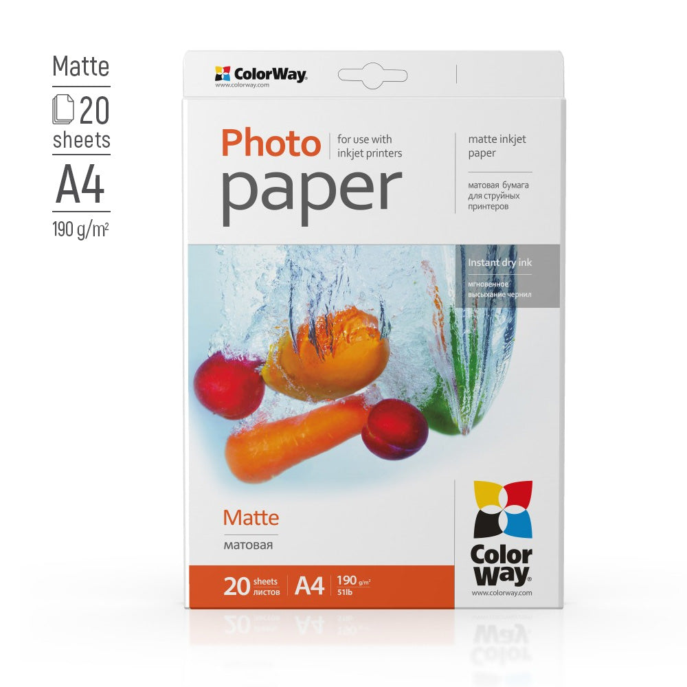 ColorWay Fotopapier matt 190g/m², A4, 20 Blatt
