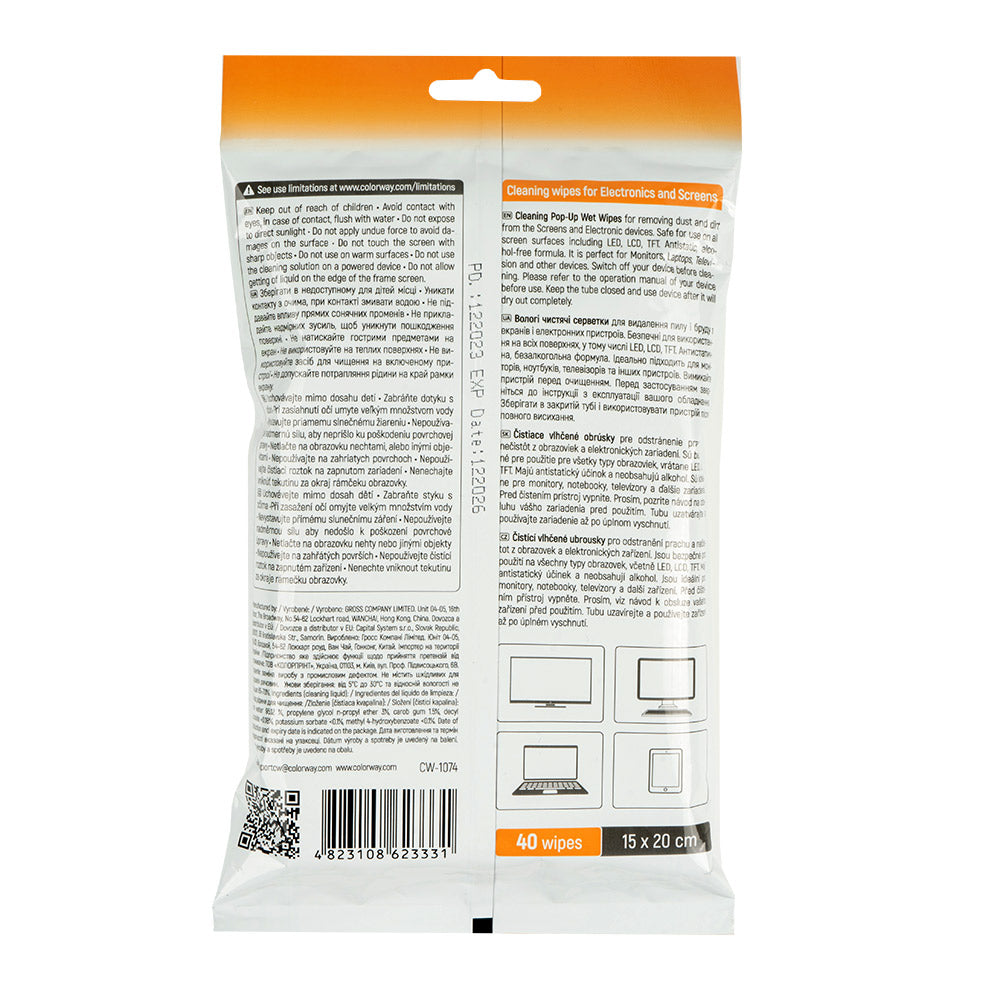 Reiniger ColorWay Tücher für LCD- und TFT-Bildschirme 40 Stück CW-1074