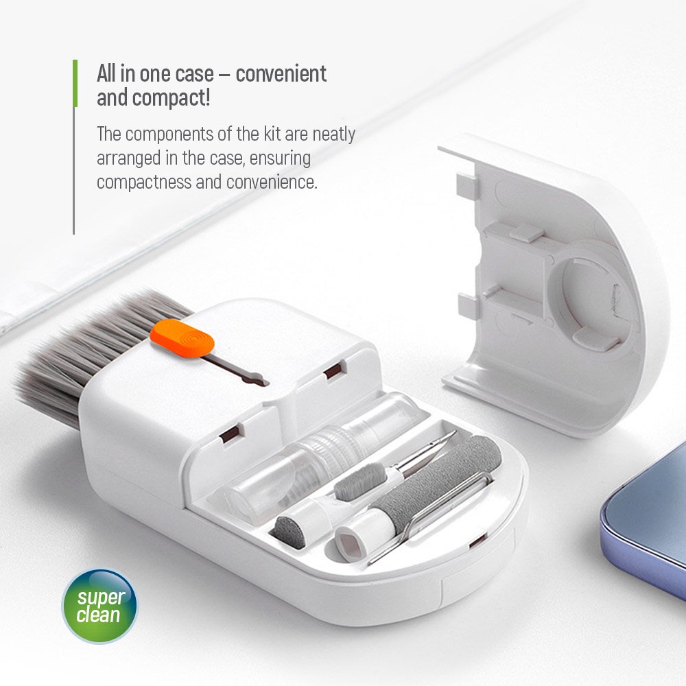 ColorWay 10-in-1 Reinigungsset für Elektronik | Für Kopfhörer, Tastatur, Display & Objektive | Mit Bürsten, Mikrofasertuch, SIM-Tool & Handyhalter