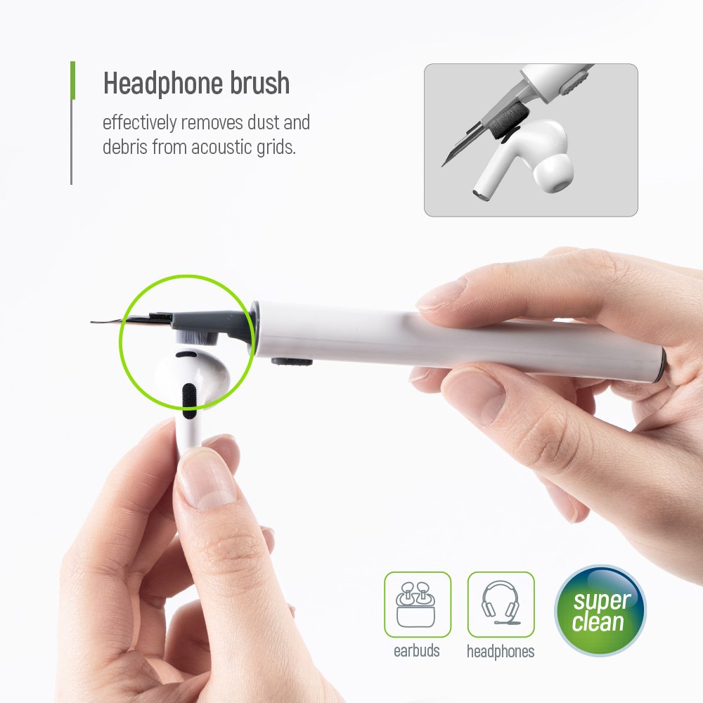 COLORWAY 3-in-1 Kopfhörer-Reinigungsstift, Reinigungswerkzeug mit Bürste, Schwamm und Metallspitze, Weiß