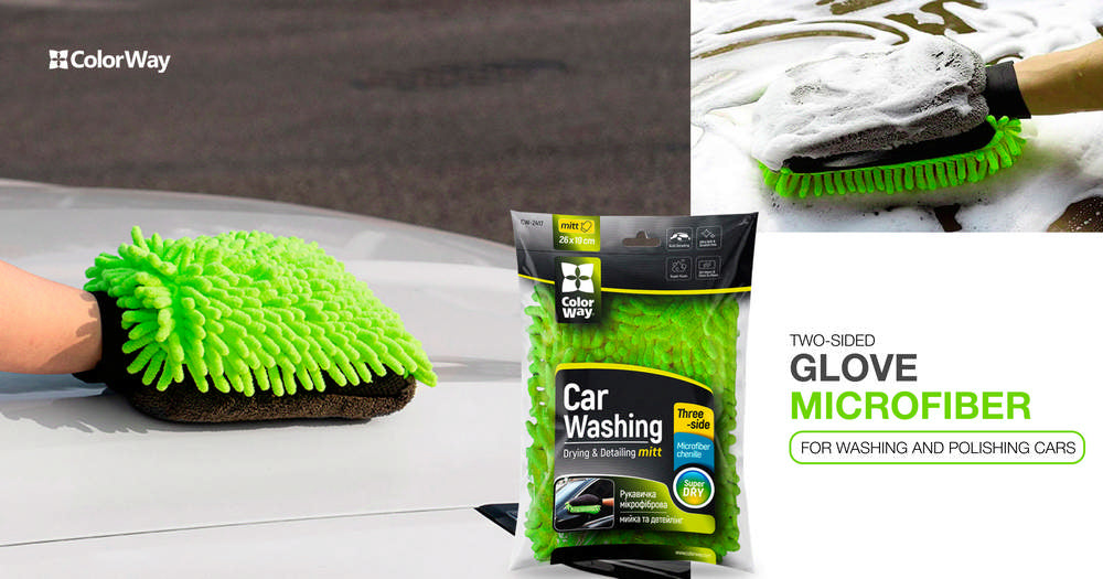ColorWay Mikrofaser-Autowasch- und Polierhandschuh, doppelseitig CW-2417