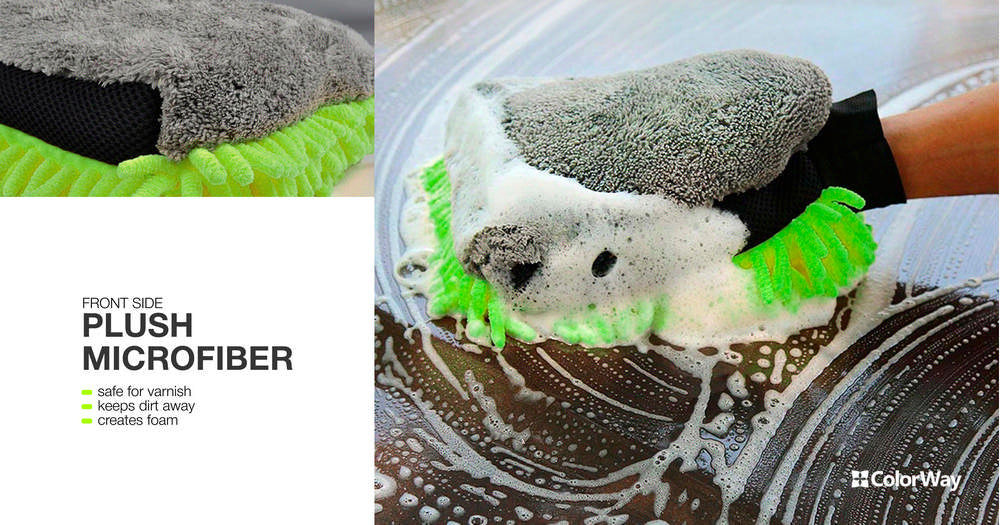 ColorWay Mikrofaser-Autowasch- und Polierhandschuh, doppelseitig CW-2417