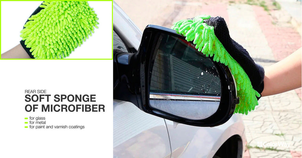 ColorWay Mikrofaser-Autowasch- und Polierhandschuh, doppelseitig CW-2417