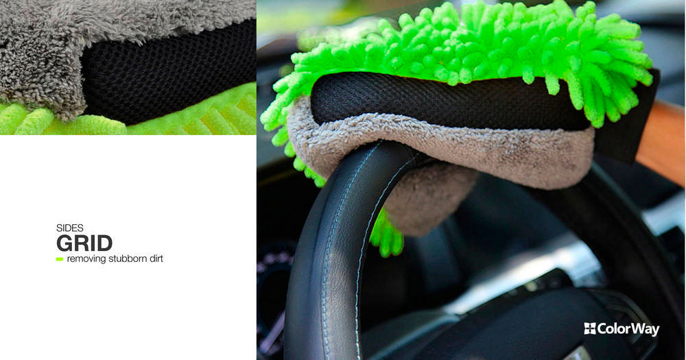 ColorWay Mikrofaser-Autowasch- und Polierhandschuh, doppelseitig CW-2417