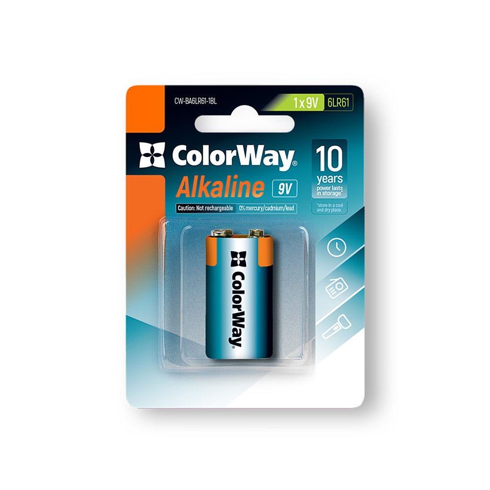 Batterien ColorWay Alkaline Power Alkaline 9V-6LR61 (1 Stück)
