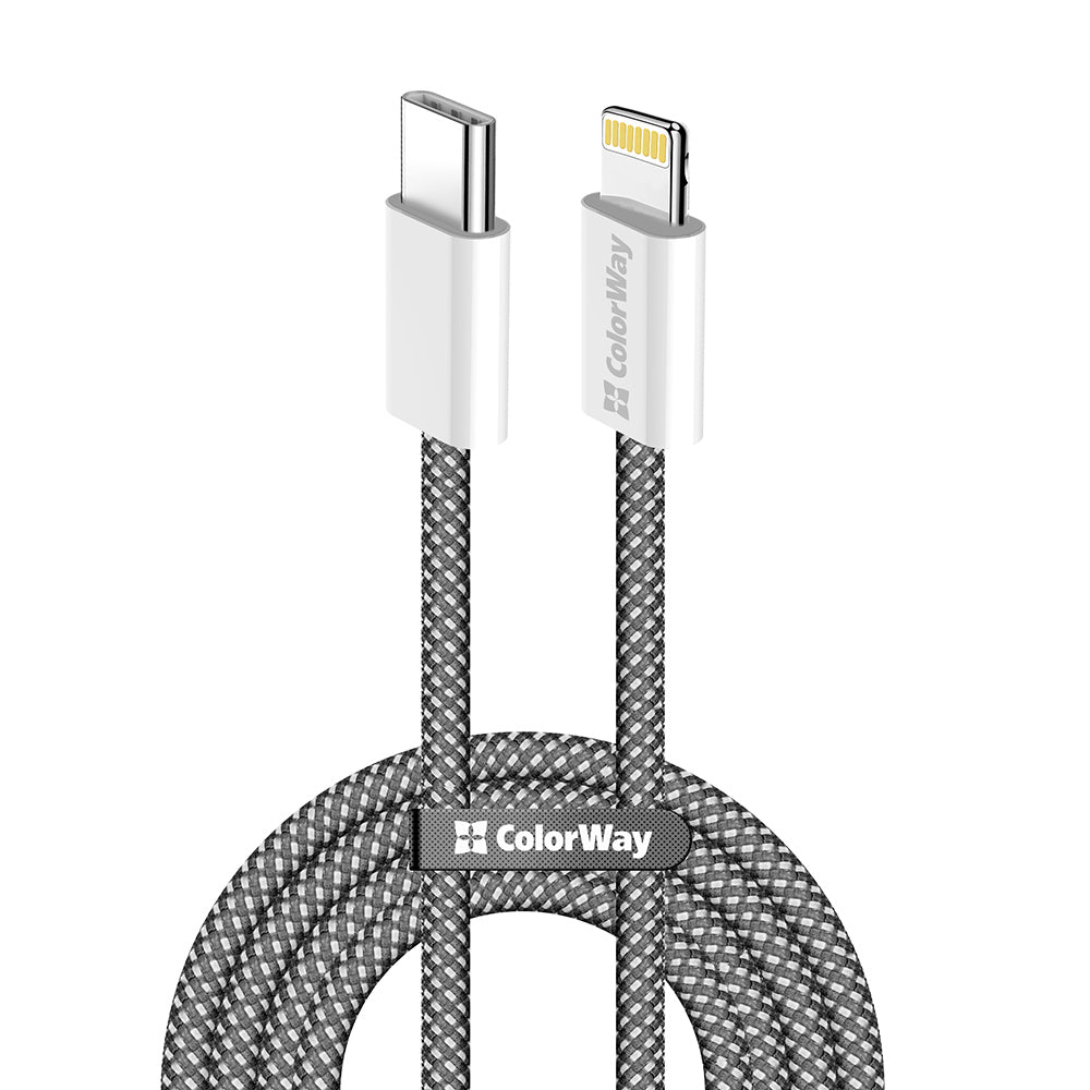 COLORWAY USB-C for Iphone Kabel 1m, 27W Schnellladen – Geflochtenes Cotton, PD Fast Charge, 3A, Laden und Datentransfer