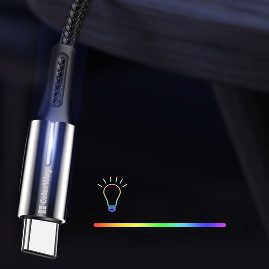 Ladekabel ColorWay USB - Type-C (Zinklegierung+LED) 2,4A 1m schwarz