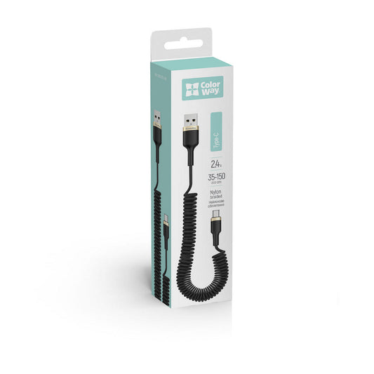 Kabel ColorWay USB - Type-C (Spirale) 2,4A 35-150cm schwarz