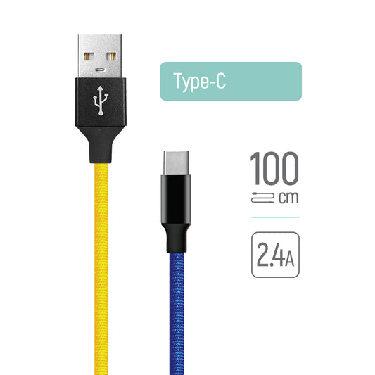 Ladekabel ColorWay USB - Type-C 2,4A 1m blau-gelb