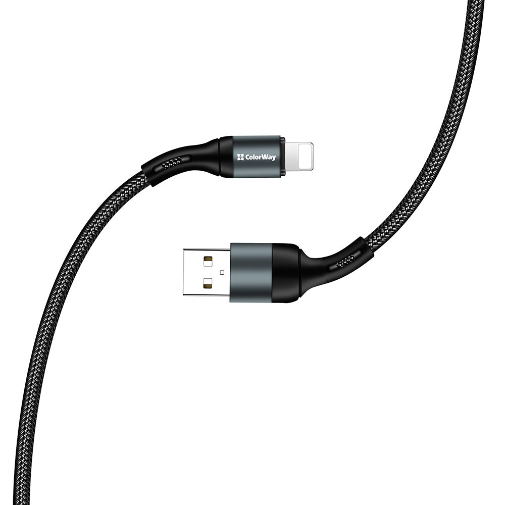 Kabel ColorWay USB - Apple (Nylon) 2,4A 1m schwarz