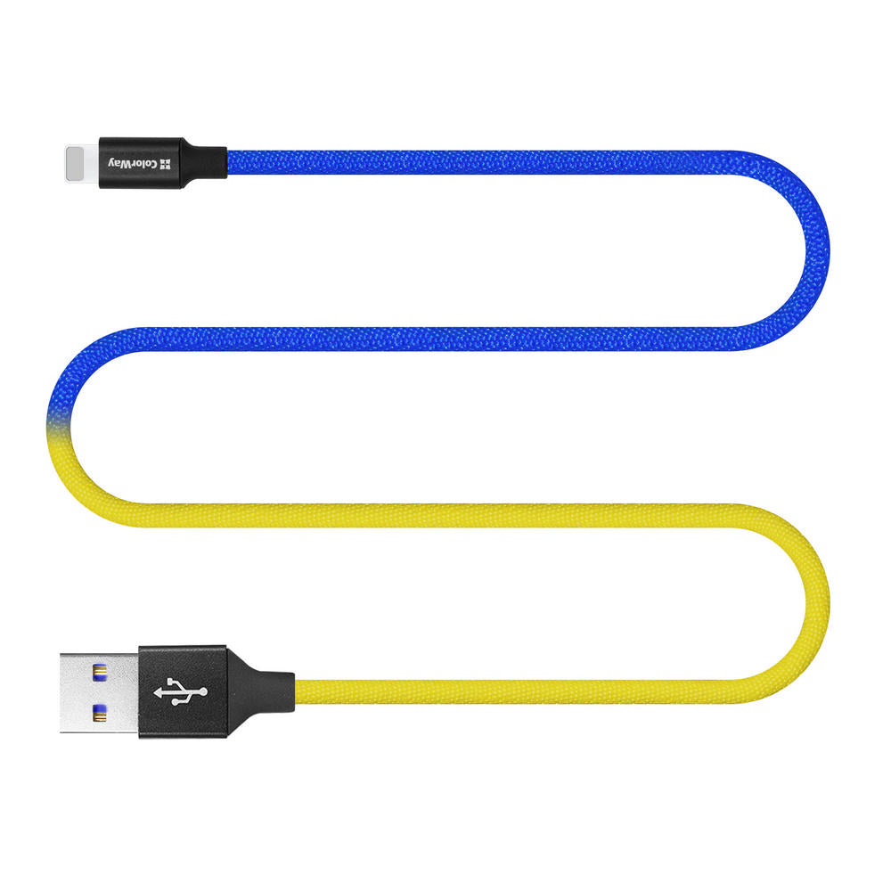 Kabel ColorWay USB - Apple 2,4A 1m blau-gelb