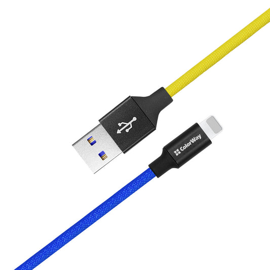 Kabel ColorWay USB - Apple 2,4A 1m blau-gelb