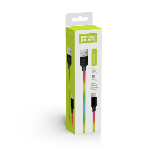 Kabel ColorWay USB - MicroUSB 2,4A 1m mehrfarbig