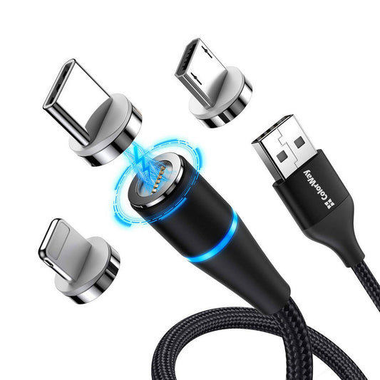 Ladekabel ColorWay USB (Apple+MicroUSB+Type-C) Magnetisch 2,4A 1m schwarz