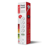 ColorWay Steckdose. Überspannungsschutz. 2m Kabel. 4-fach Steckdosenleiste. 4 USB. USB-Auto-ID. Bis zu 3,4 A max. CW-CHE44W. Weiß