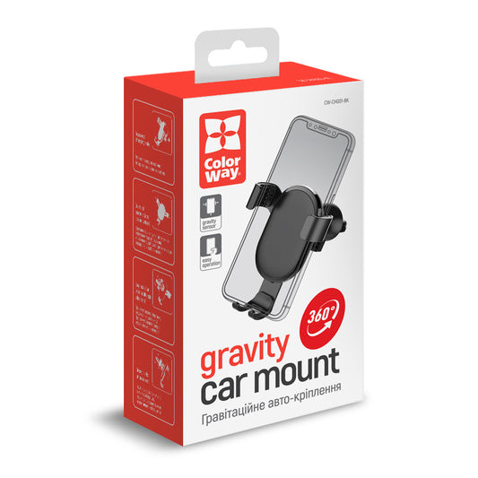 ColorWay Metallic Gravity Holder für Smartphone Schwarz, 6.5", Einstellbar, 360 °