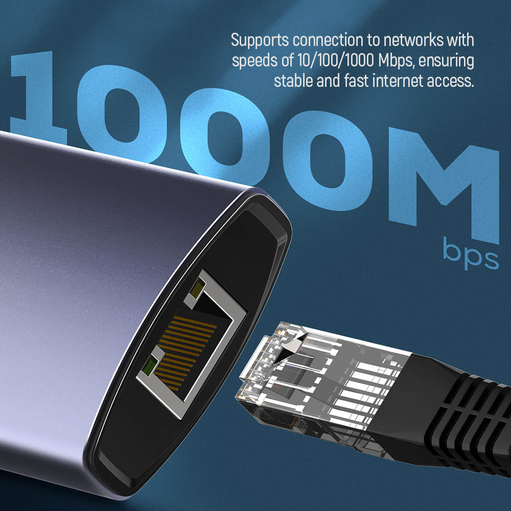 ColorWay USB-C Dockingstation 6-in-1, Hub, 100W Power Delivery, 5 Gbps, 4X USB-A, 1x USB-C, Ethernet, Grau