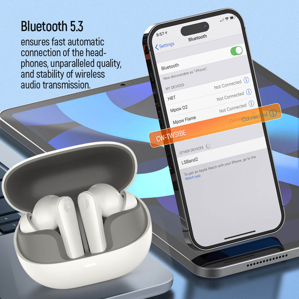 COLORWAY TWS-1 Bluetooth Kopfhörer, Kabellos, 20 Stunden Akkulaufzeit mit Ladecase, Bluetooth 5.3, Beige