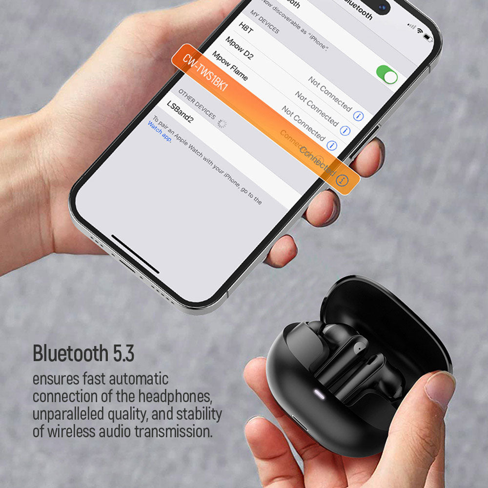 COLORWAY TWS-1 Bluetooth Kopfhörer, Kabellos, 20 Stunden Akkulaufzeit mit Ladecase, Bluetooth 5.3, Schwarz