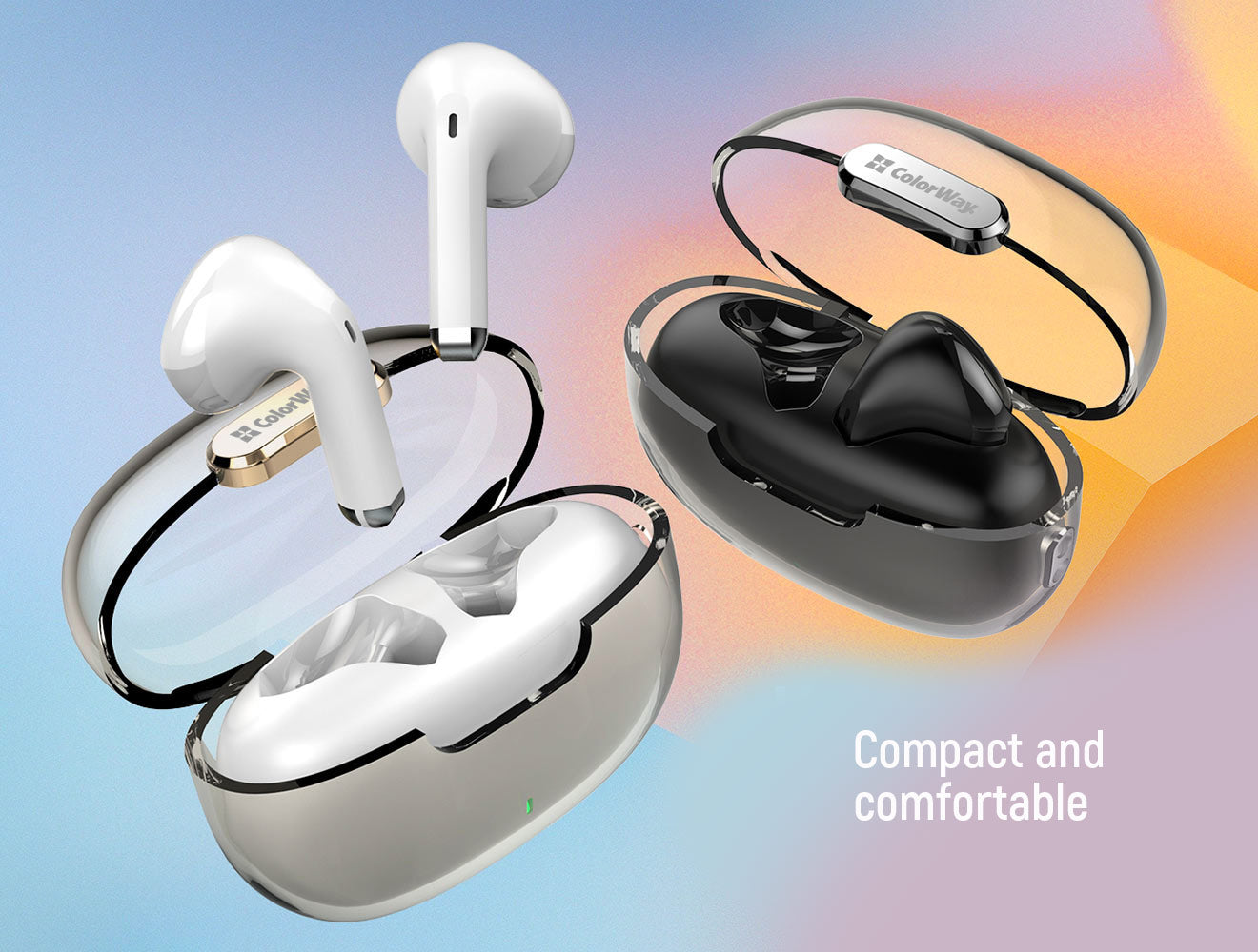 COLORWAY TWS-2 Bluetooth V5.3 Kopfhörer, Kabellos, 20 Stunden Akkulaufzeit mit Ladecase, Touch-Steuerung, Schwarz