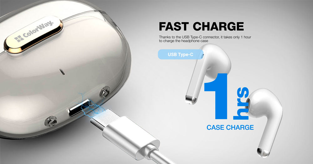COLORWAY TWS-2 Bluetooth V5.3 Kopfhörer, Kabellos, 20 Stunden Akkulaufzeit mit Ladecase, Touch-Steuerung, Weiß
