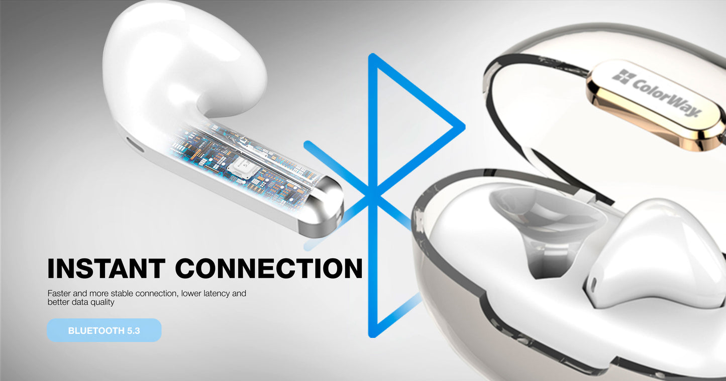 COLORWAY TWS-2 Bluetooth V5.3 Kopfhörer, Kabellos, 20 Stunden Akkulaufzeit mit Ladecase, Touch-Steuerung, Weiß