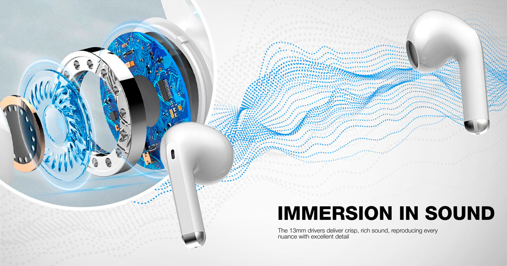 COLORWAY TWS-2 Bluetooth V5.3 Kopfhörer, Kabellos, 20 Stunden Akkulaufzeit mit Ladecase, Touch-Steuerung, Weiß