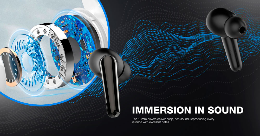 ColorWay TWS-3 Kabellose Bluetooth 5.3 In-Ear Kopfhörer – Schwarz | 20 Std. Spielzeit, Touch-Steuerung, IPX4