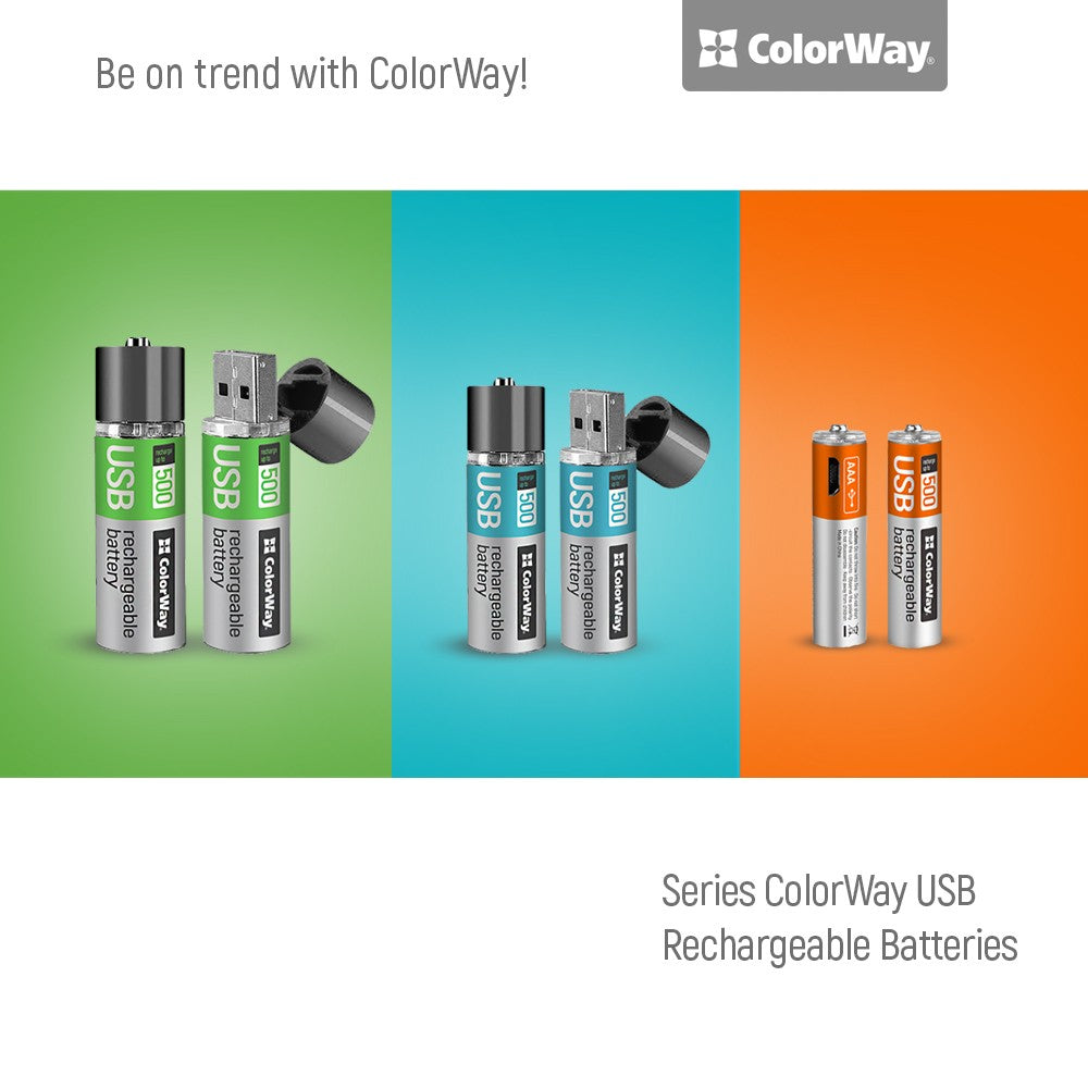 Wiederaufladbare Batterie ColorWay AA USB 1200 mAh 1,5V (2 Stk.) CW-UBAA-02