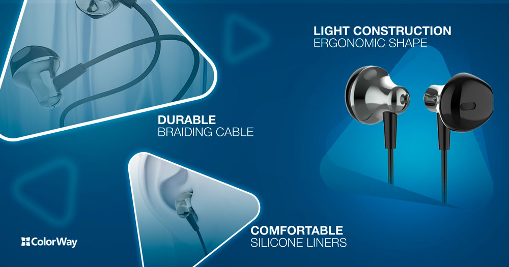 ColorWay In-Ear Kopfhörer WD01, 3,5 mm Klinke, Eingebautes Mikrofon, Kabelsteuerung, Schwarz