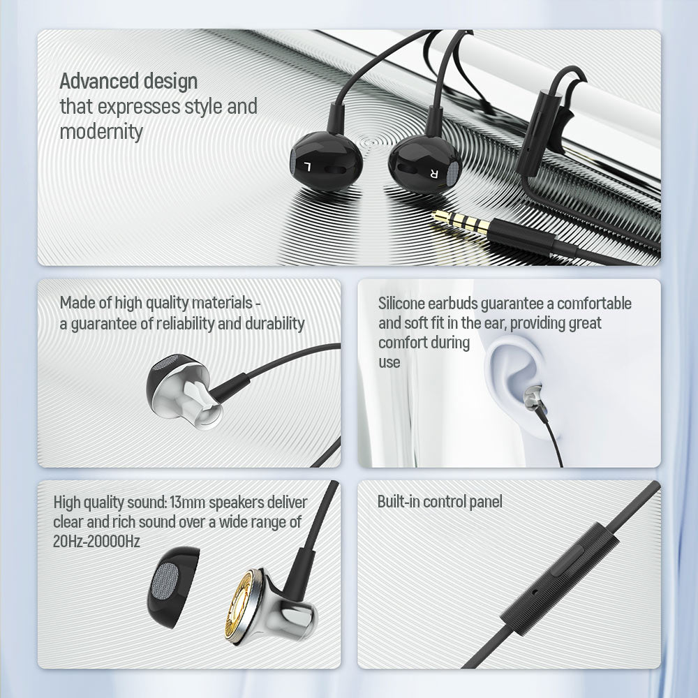 ColorWay In-Ear Kopfhörer WD01, 3,5 mm Klinke, Eingebautes Mikrofon, Kabelsteuerung, Schwarz