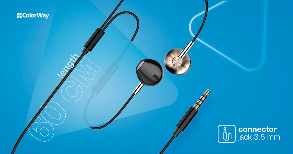 COLORWAY In-Ear Kopfhörer WD02, 3,5 mm Klinke, Eingebautes Mikrofon, Kabelsteuerung, Schwarz