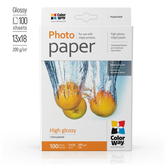 ColorWay Fotopapier hochglänzend 200g/m², 13x18, B6, 100 Blatt