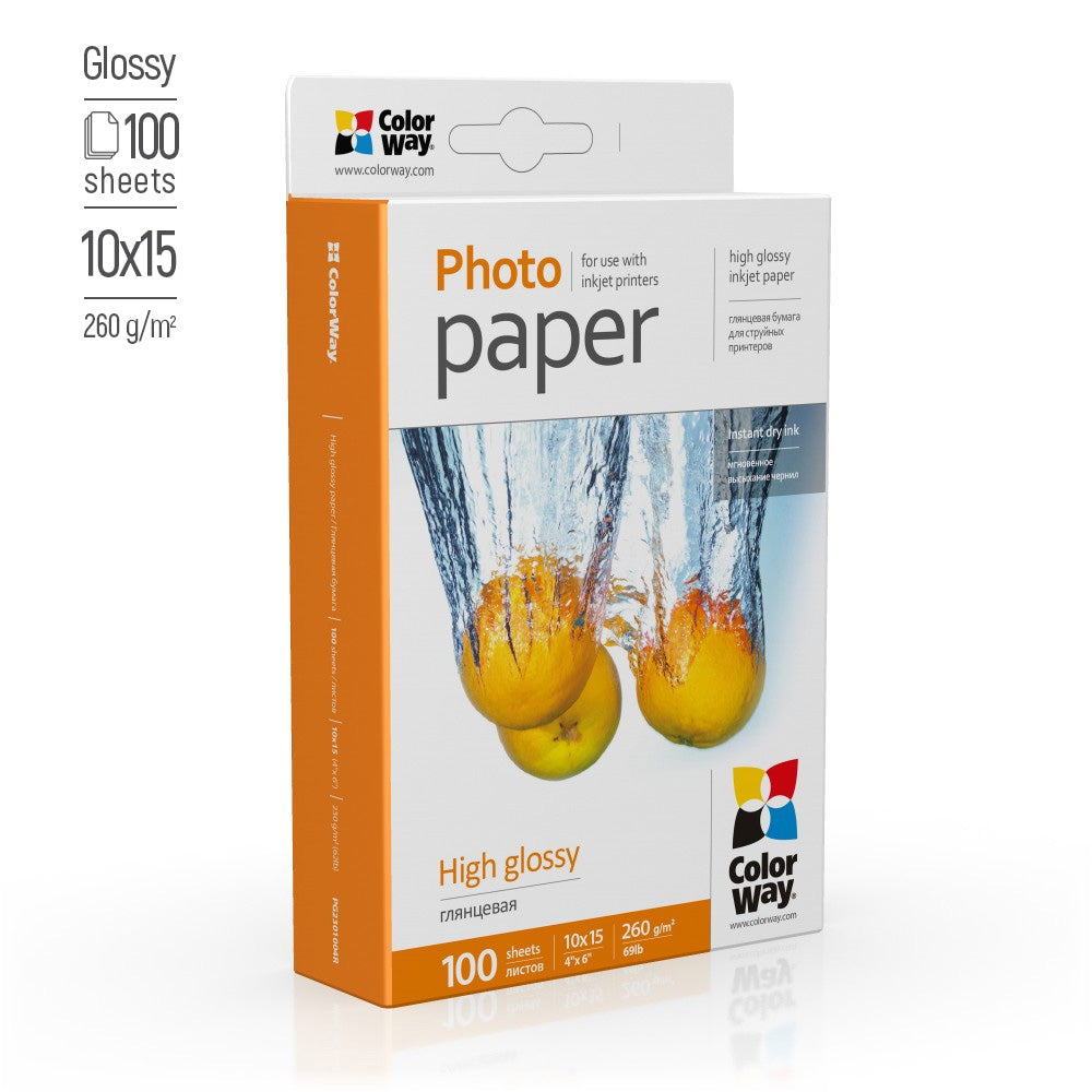 Fotopapier PrintPro hochglänzend glossy 260g/m², 10x15, 100 Blatt