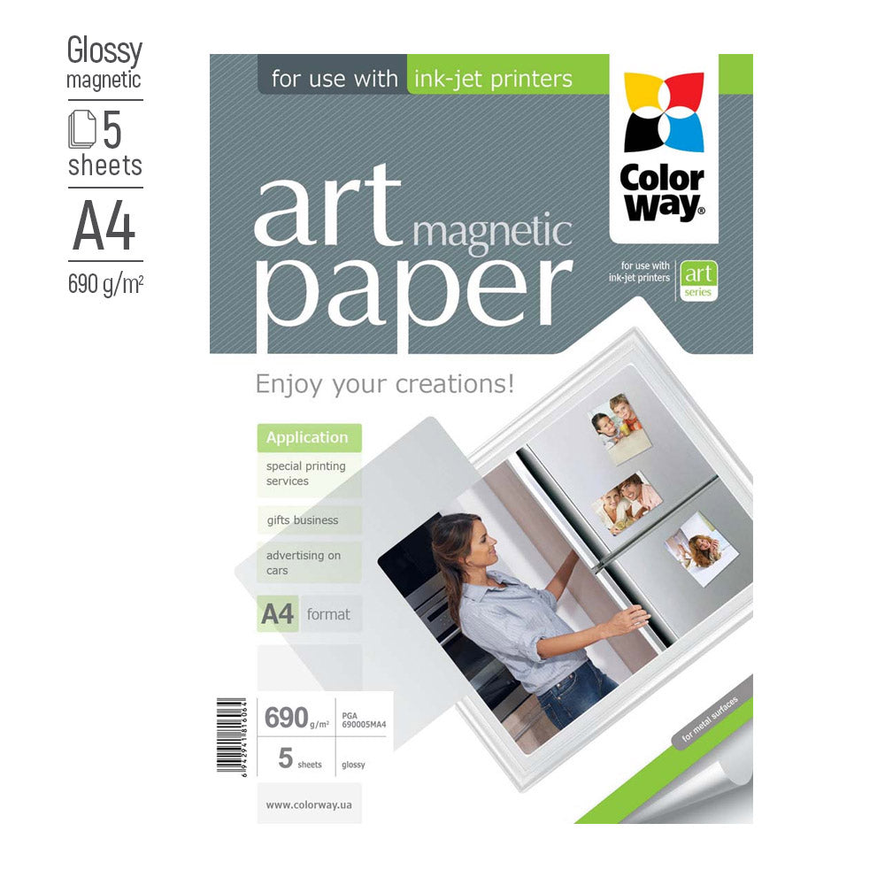 Fotopapier ColorWay ART glänzend "magnetisch" 690g/m², A4, 5 Blatt