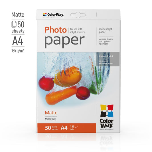 Fotopapier ColorWay matt 135g/m², A4, 50 Blatt.