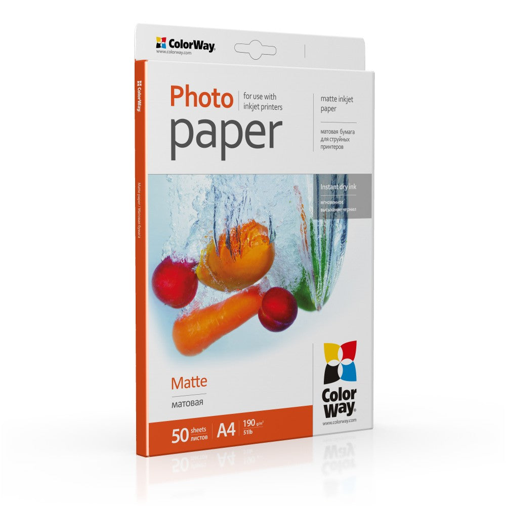 ColorWay Mattes Fotopapier, 50 Blatt, A4, 190 g/m²