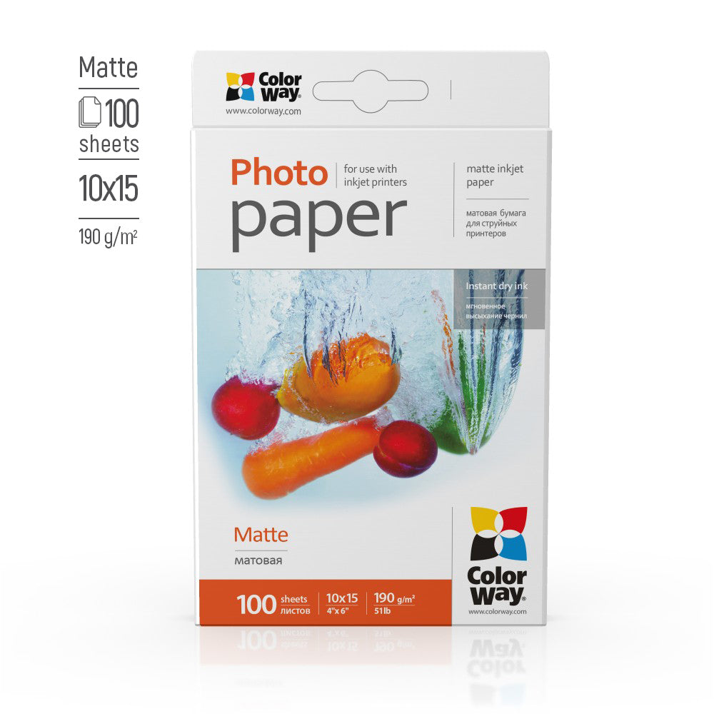 ColorWay Fotopapier matt 190g/m², 10x15, 100 Blatt