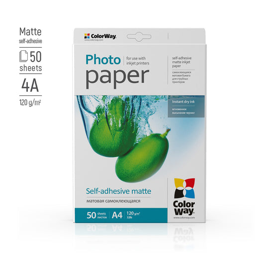 Fotopapier ColorWay matt selbstklebend 120g/m², A4, 50 Blatt