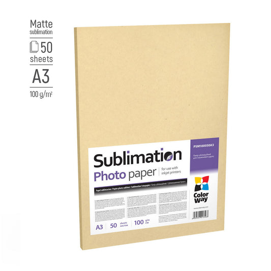 ColorWay Sublimationspapier, A3, 100g/m², 50 Blatt, Mattes Transferpapier für Tintenstrahldrucker